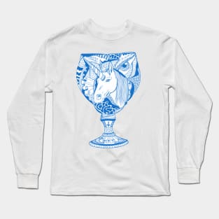 Blue Unicorn Goblet Long Sleeve T-Shirt